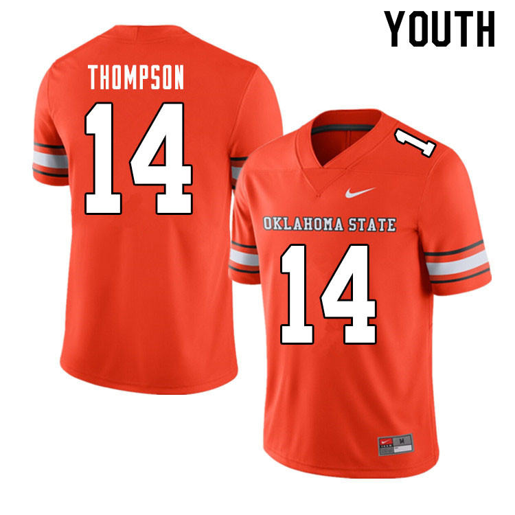 Youth #14 Peyton Thompson Oklahoma State Cowboys College Football Jerseys Sale-Alternate Orange